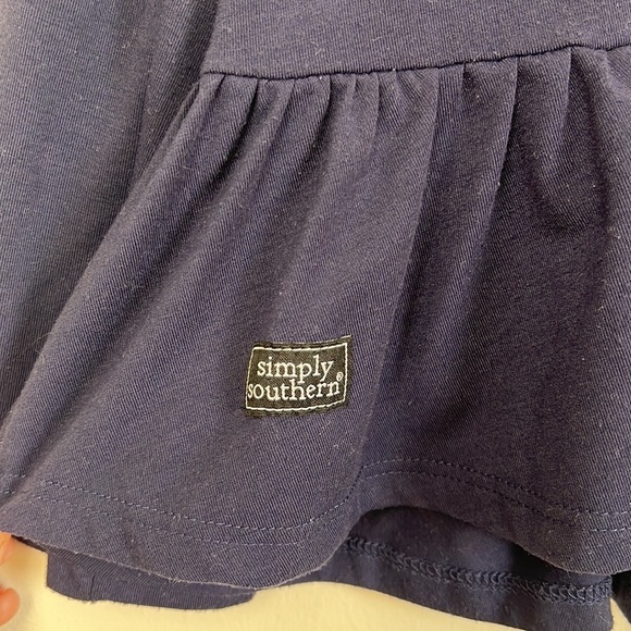 💛 Simply Southern Navy Blue Long Sleeve Ruffle Top Size S - Picture 3 of 8